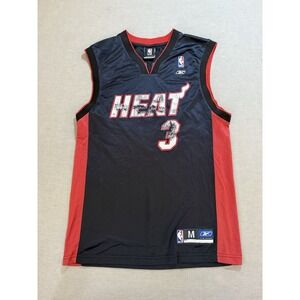 Miami Heat Wade #3 Reebok Jersey Mens‎ Medium Black Sleeveless.